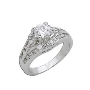 925 Silver Classic Round CZ Diamond Ring